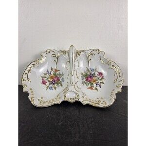 JLMenau Reichenbach Vintage Relish Porcelain Serving Dish Tray German Heavy Gold
